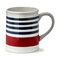 Stripe Blue and Red Stoneware Dishwasher Safe Coffee Hot Coco Tea Mug, 19 oz.